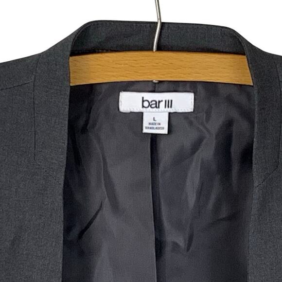 Bar III Granite Grey Collarless Open Boxy Blazer Size L NWT Modern Career Jacket - Picture 4 of 9